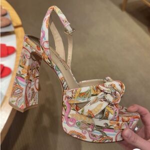 Antonio Melani Bindi Linen Bow Platform Dress Sandals